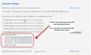 Custom Time Slots